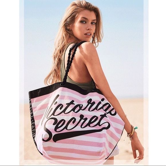 Victoria's Secret Handbags - ▪️Victoria’s Secret Pink Striped Beach Tote